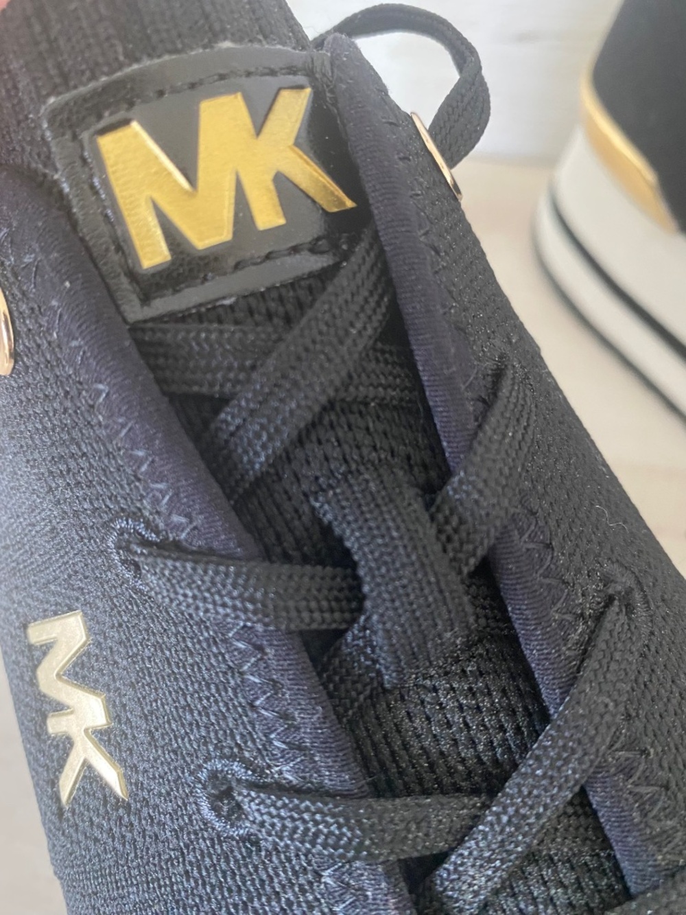 Michael Kors Monique Black with Gold Sneakers Size 8 Women’s - Picture 6 of 7
